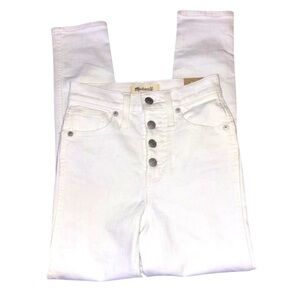 NWT Madewell Women's White Button Fly Jeans-10”High Rise‎ Skinny Crop- Size 23